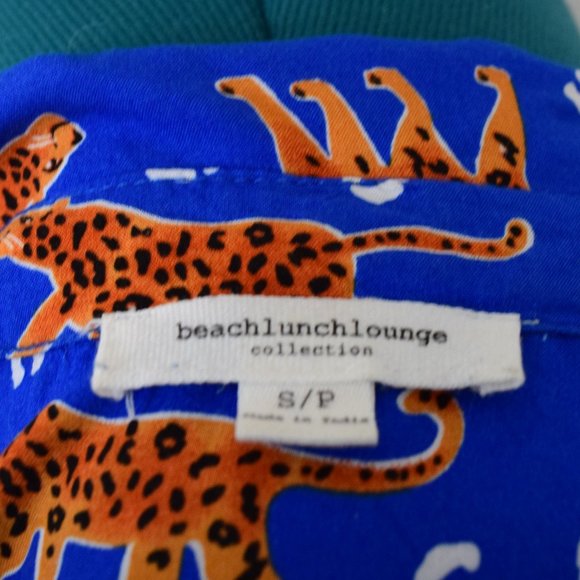 Alanna Leopard Blue Button Down Blouse - Picture 7 of 9